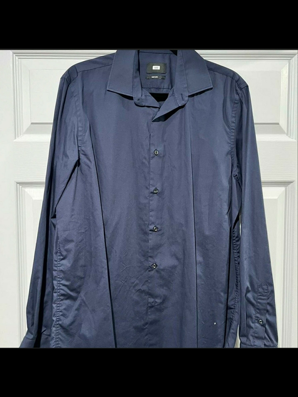 WE European Navy Blue Men's Dress Shirt